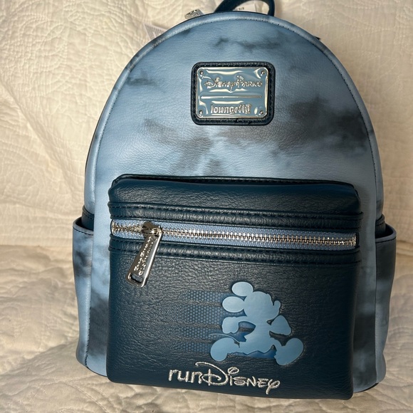 Disney Parks RunDisney Blue Tie Dye Loungefly Backpack  w stickers?NWT Last One main image 4